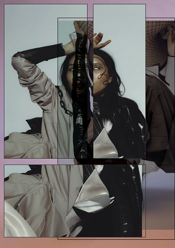 Collage making up an image of a woman