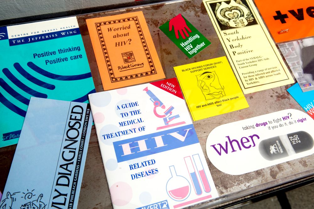 Selection of colourful publications around the subject of HIV Aids