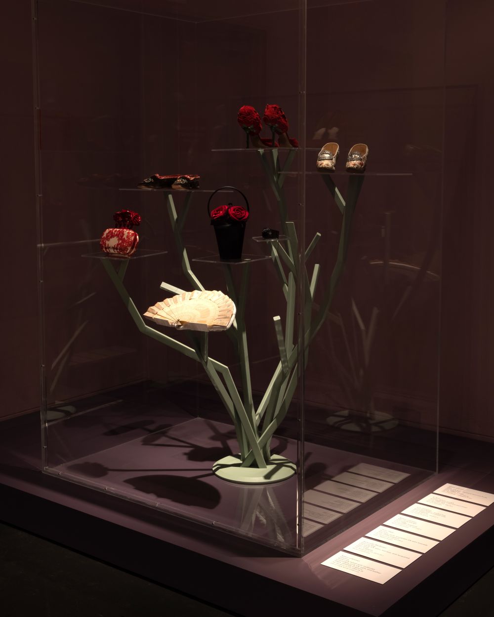 exhibition display of rose themed accessories