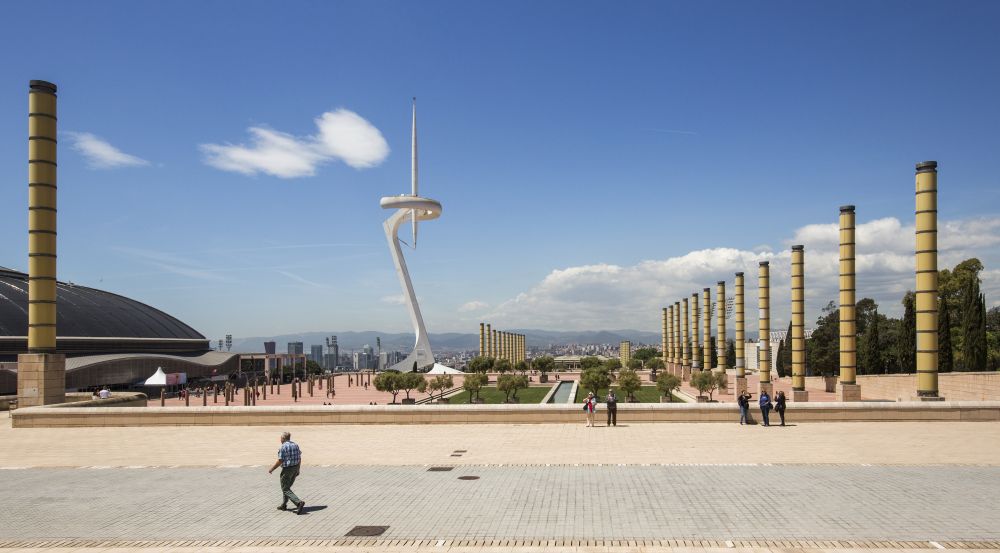 view of tall buildings against blue skies