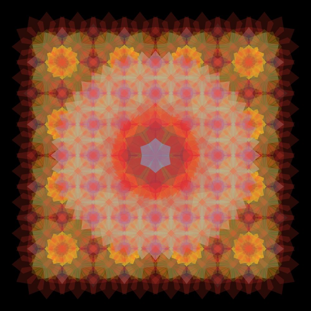 Geometric and multi-coloured square mandala pattern