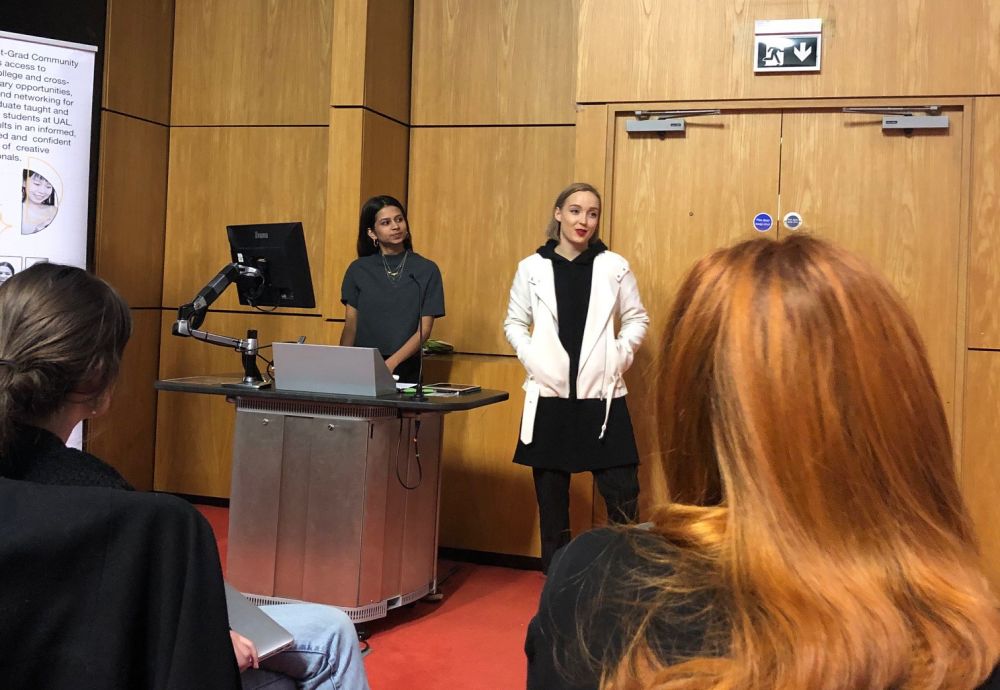 female speaker duo in lecture theatre