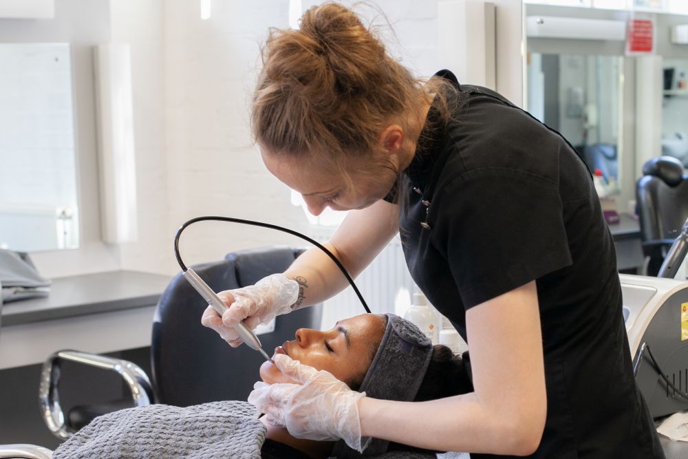 Student treating patient