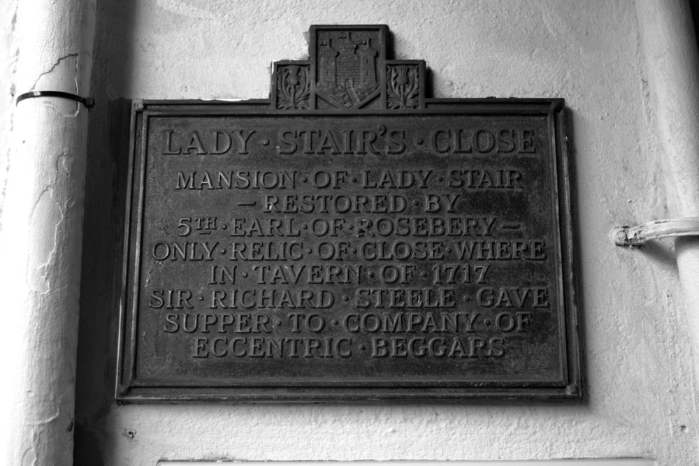 Metal historic street sign for Lady Stair's Close