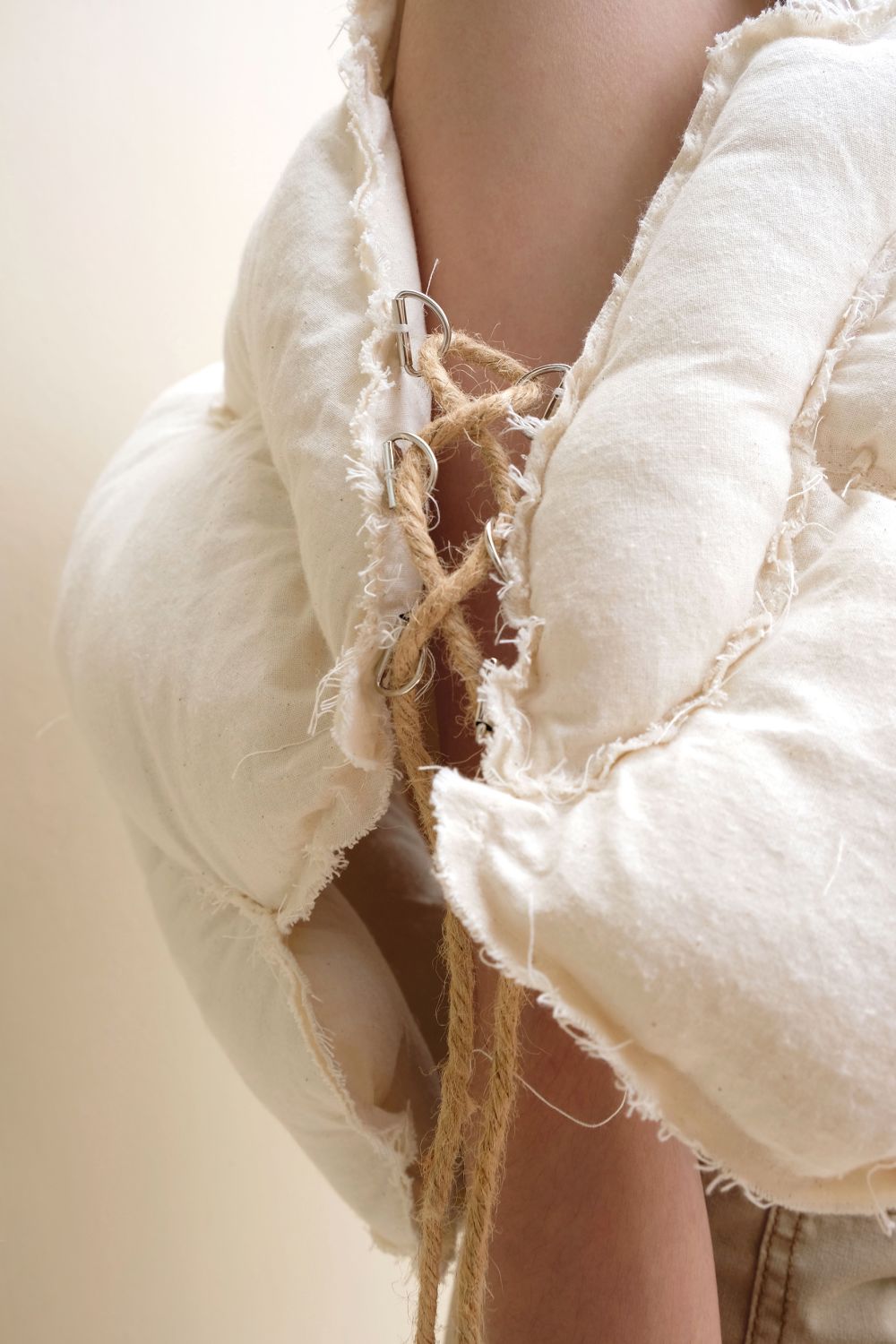 Persons wearing accentuated white form on torso and head