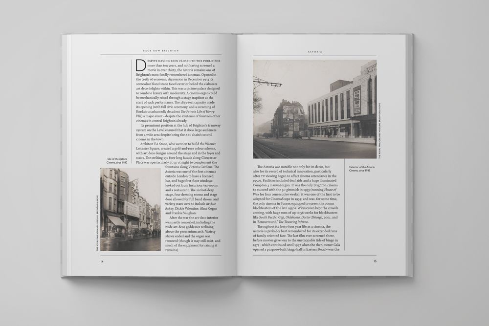 A book open on a table with 2 images and text