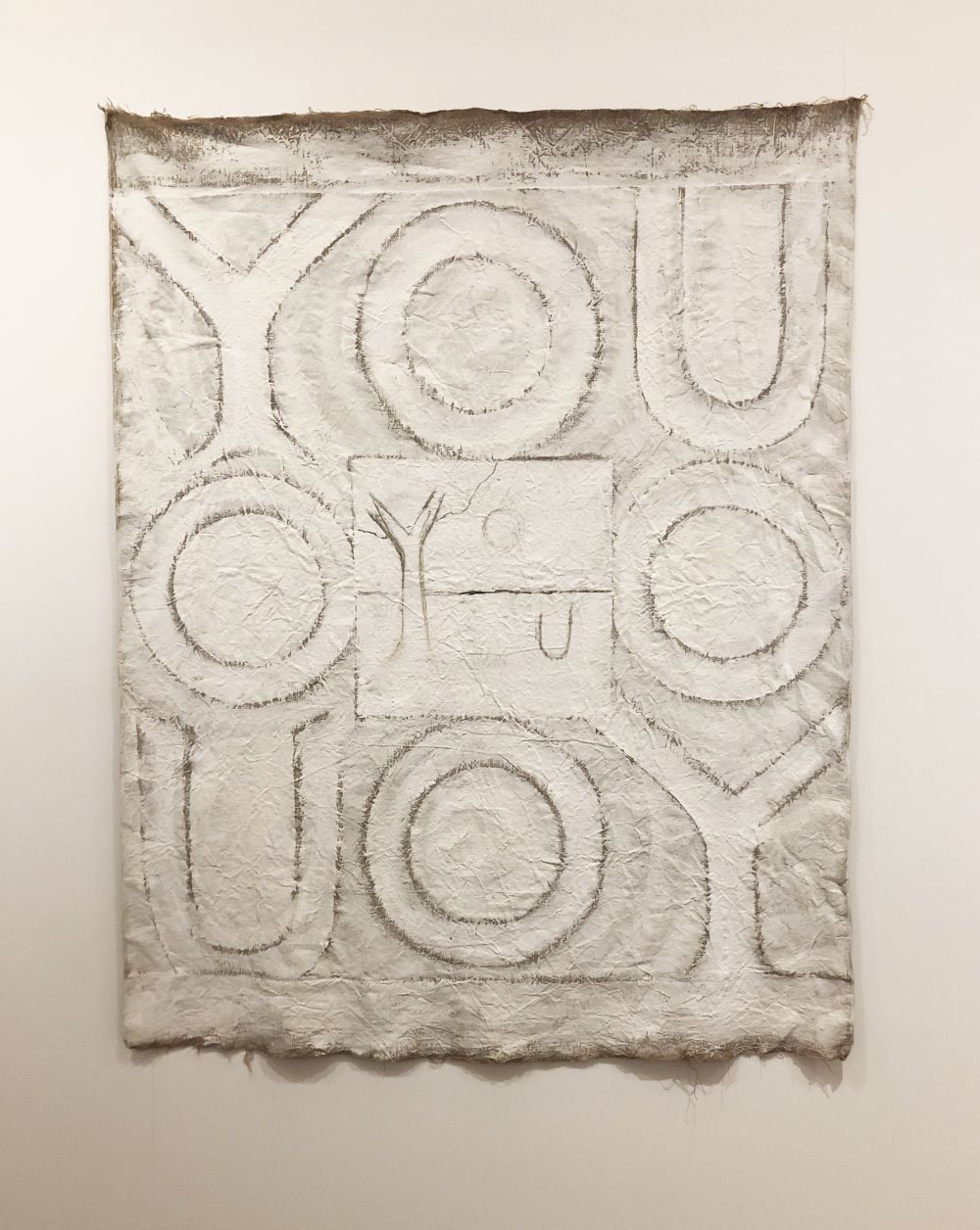 Luchita Hurtado - white canvas painting of shapes