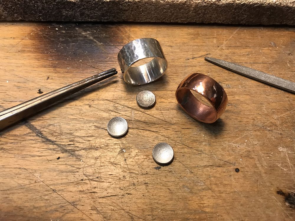 Kate Febbraro's jewellery work on studio desk.