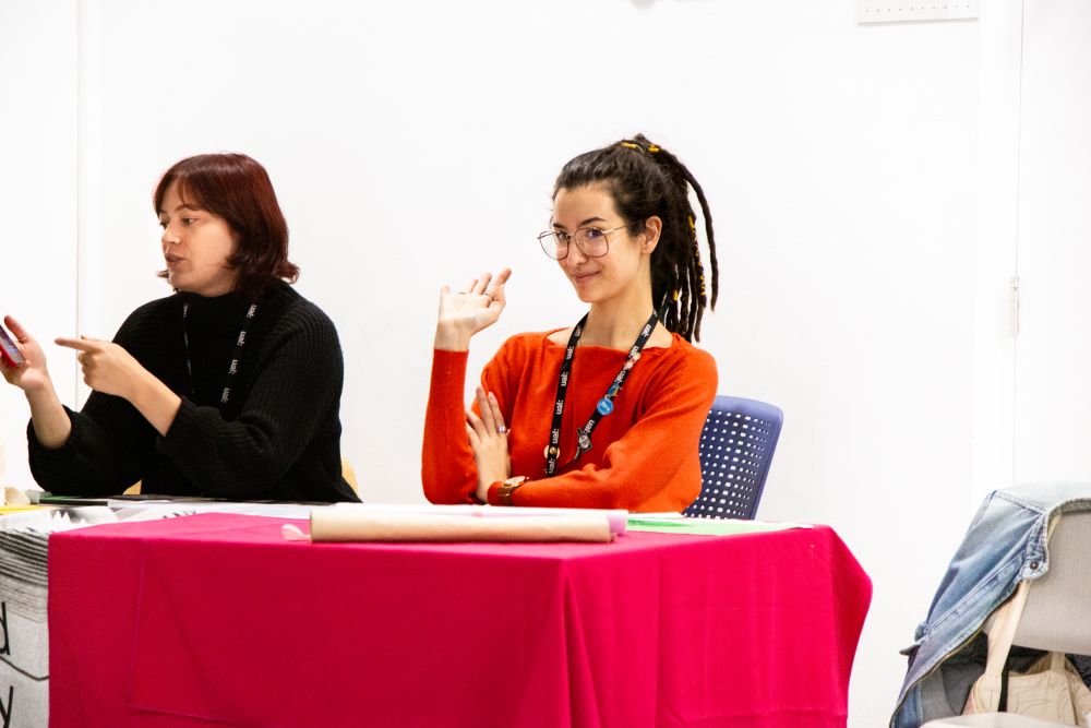 Staff at the ticket check in station