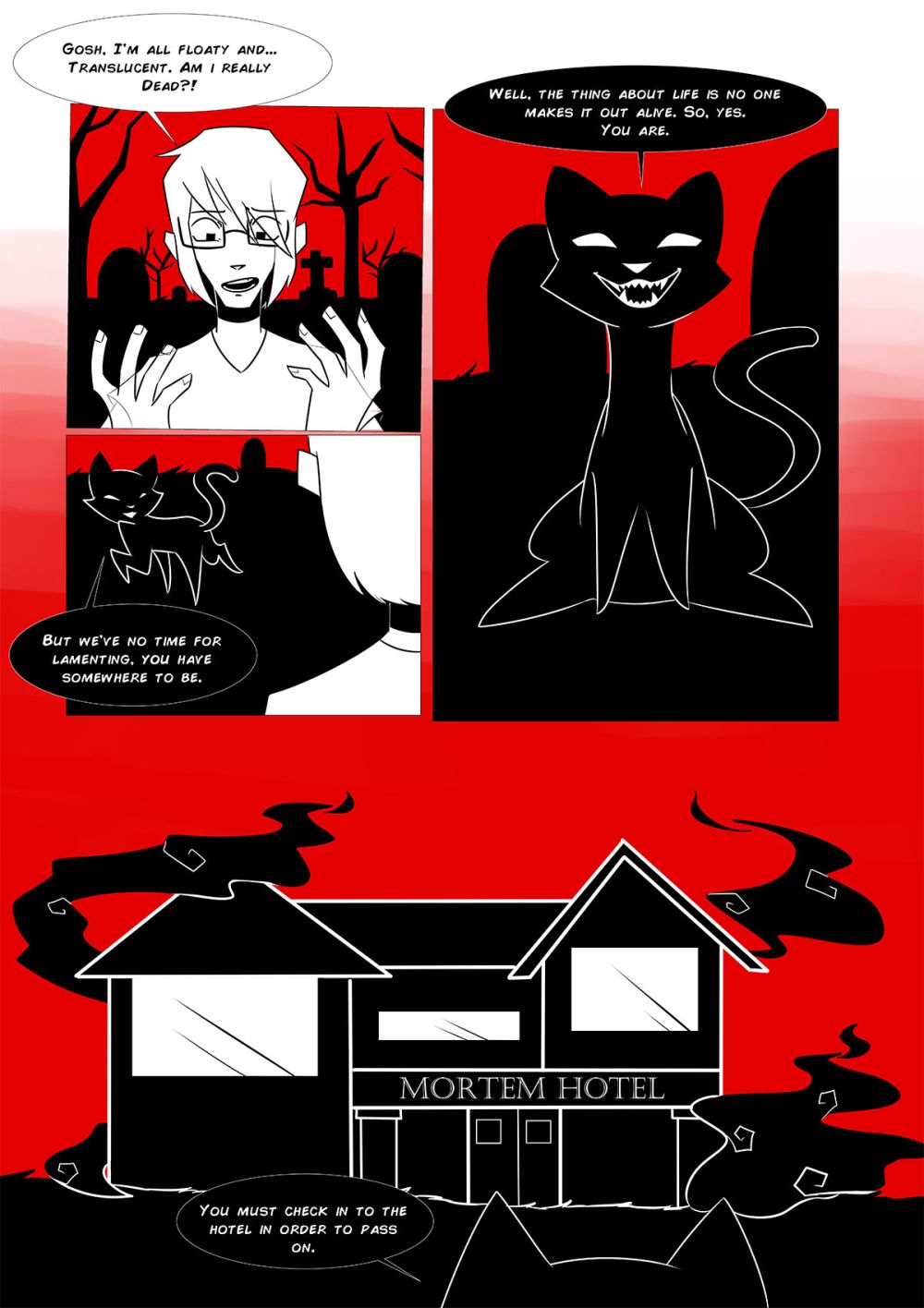 A black and white comic illustrated by Spring Schools student, Farone.