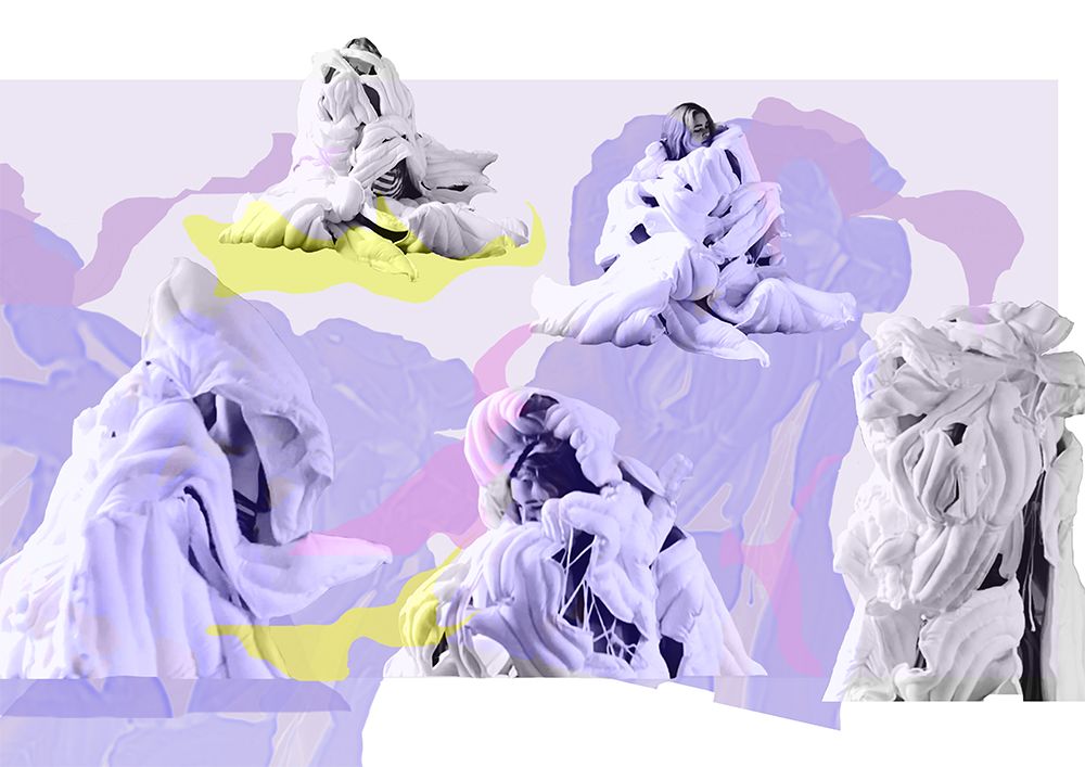 Stephanie Uhart's BA work, collage toils.