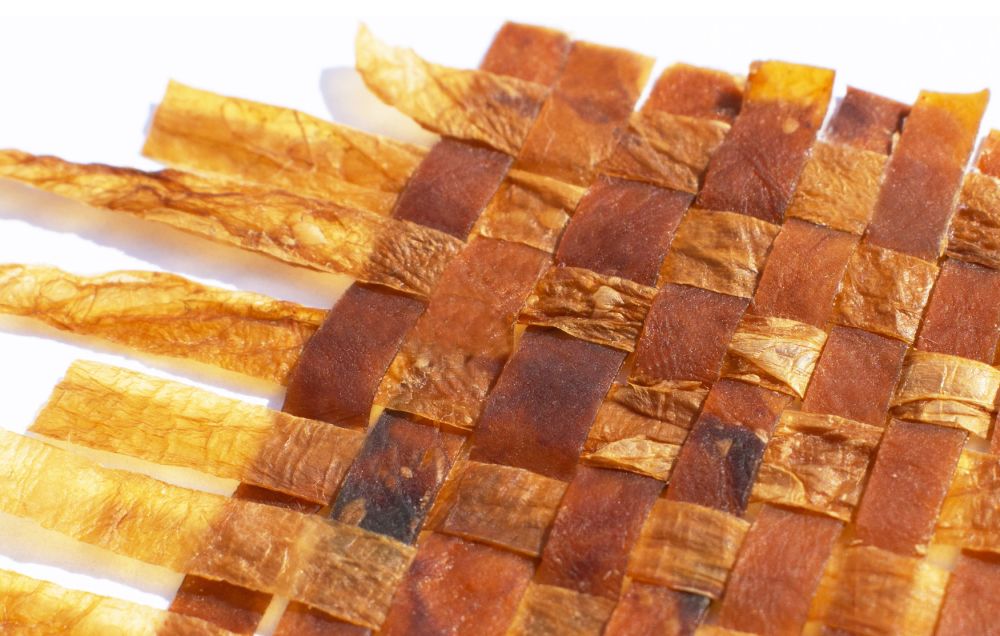 Brown material woven together
