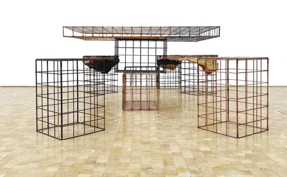 Wire frames in three-dimensions with composite seats and table tops