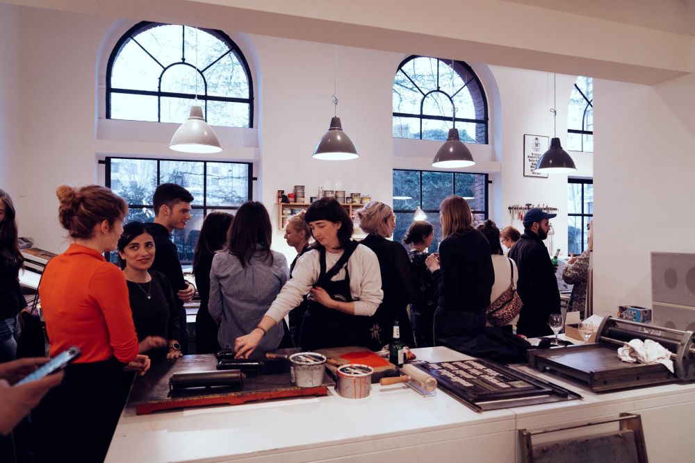 People in a letterpress studio