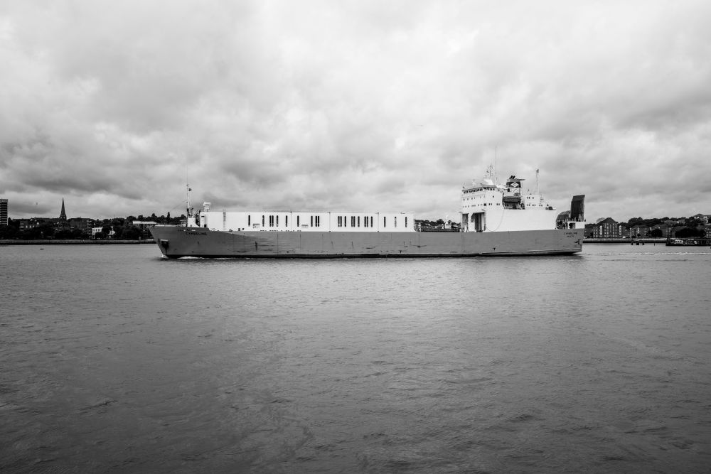 large boat on river