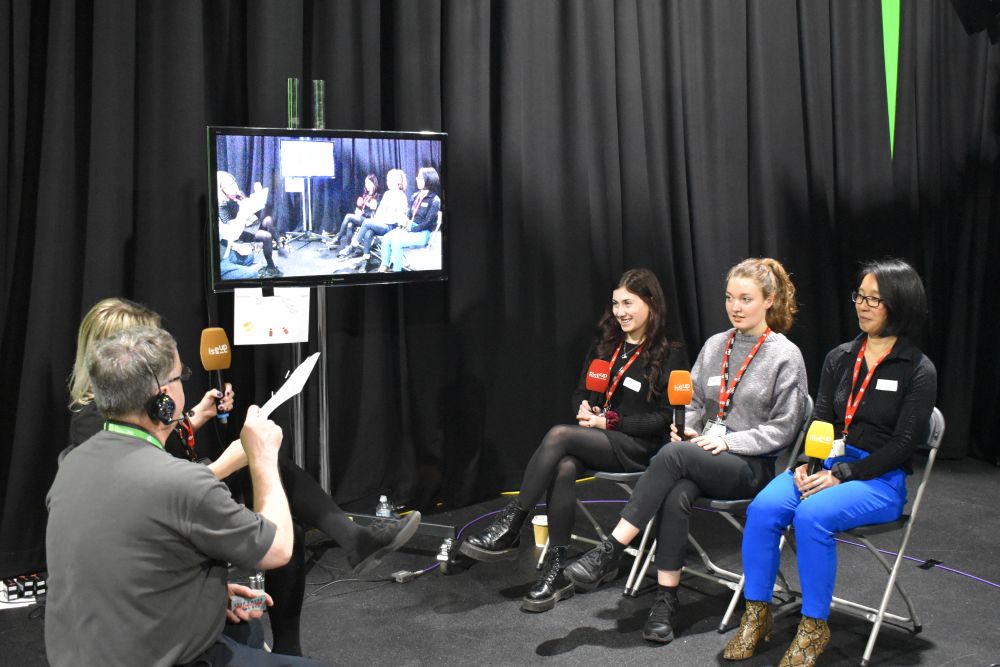 Staff on a mock game show