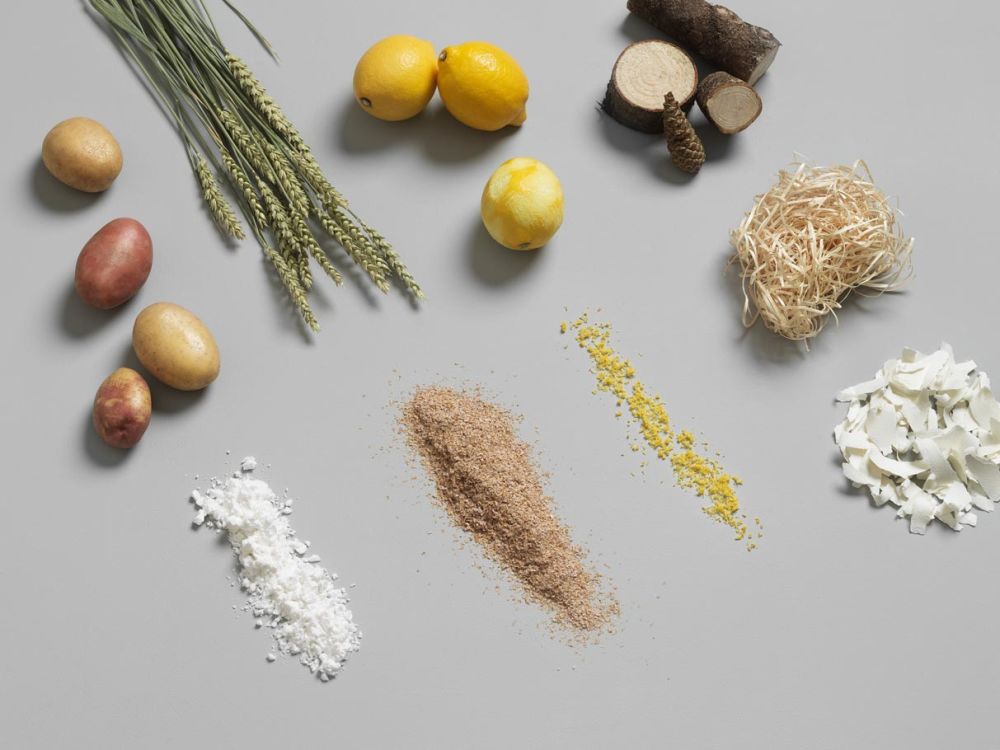 Ingredients laid out for acoustic pulp panels