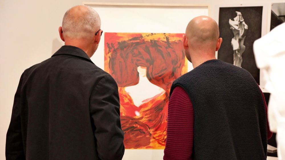 Visitors to the Campari Creates launch event viewing Francesco Poiana's 'Unnamed'