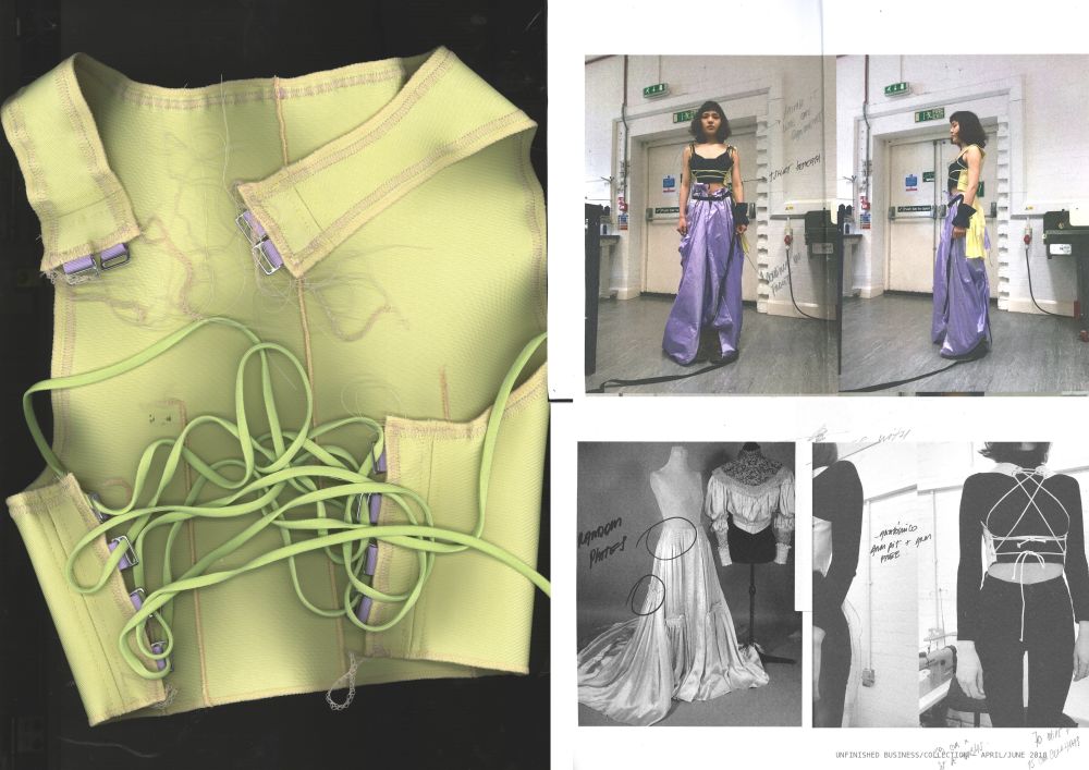 Student collage of fashion designs