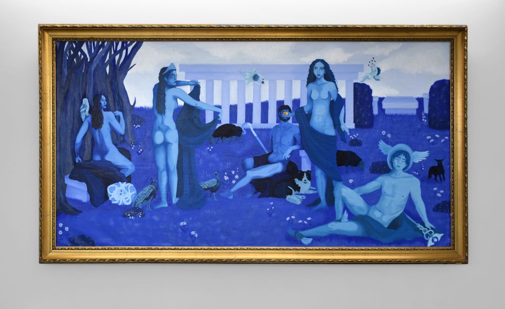 Oil painting on canvas with gold frame