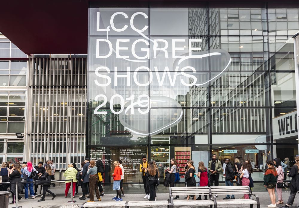 People queuing outside of LCC for the exhibition. 