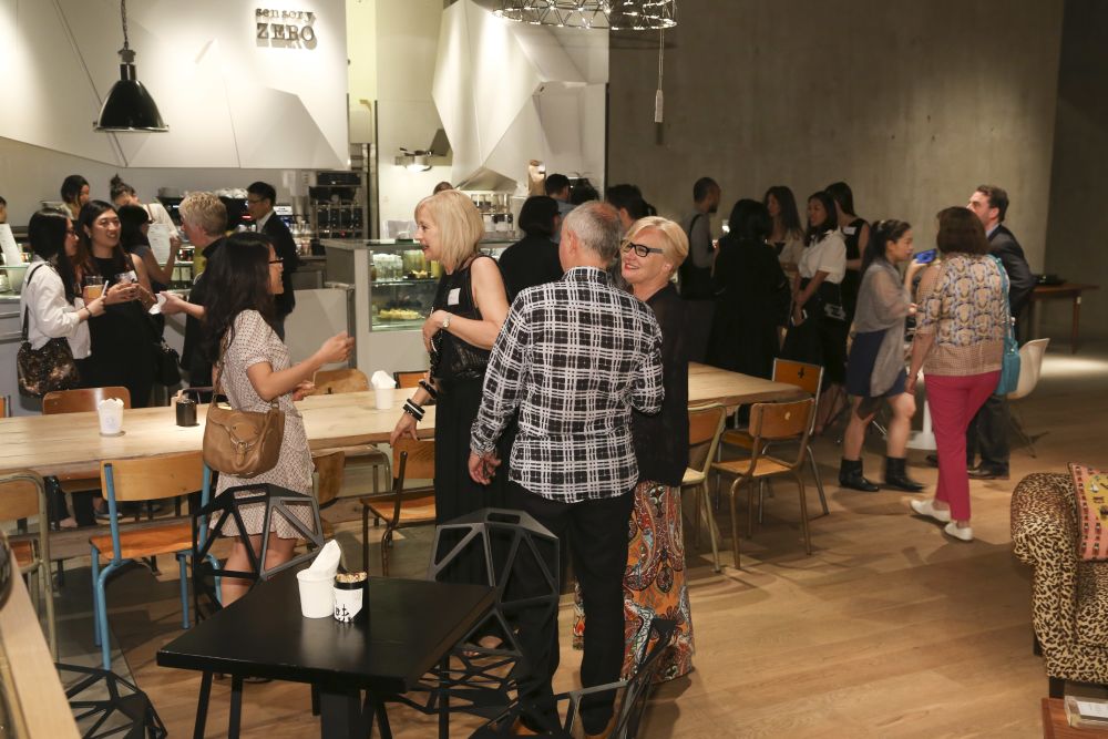 Guests talking at event