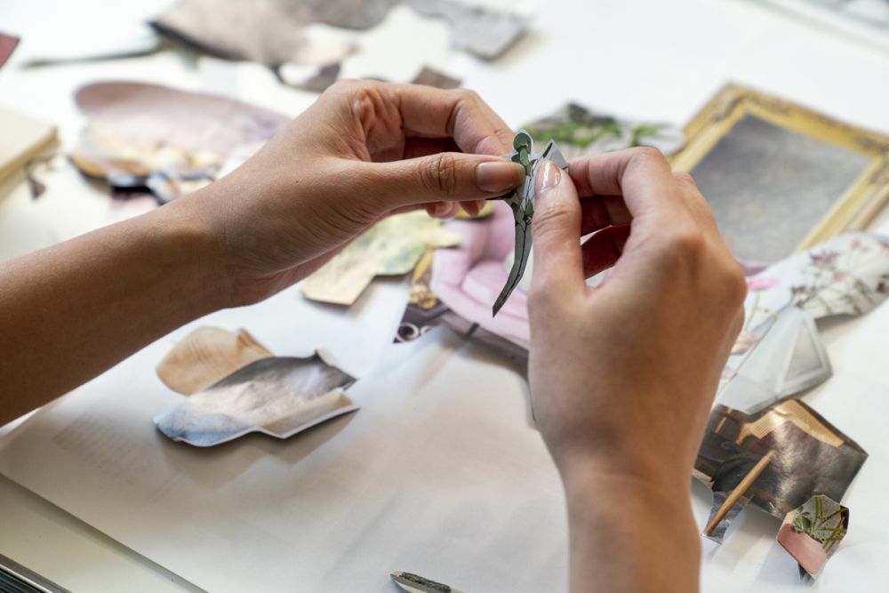 Student working on model.