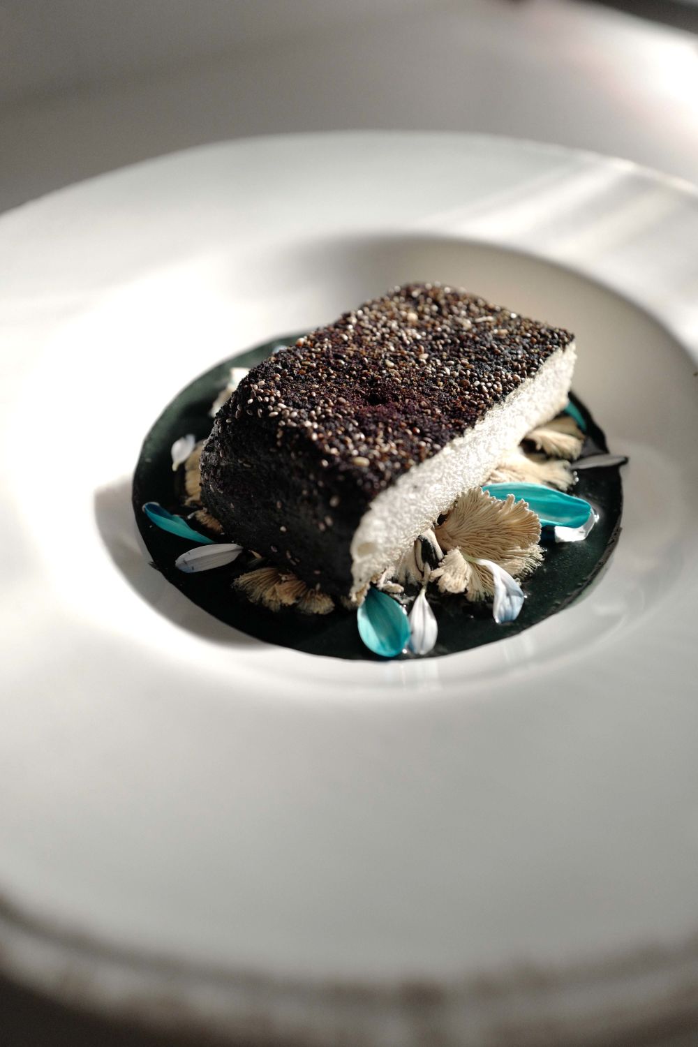 Bowl with artfully arranged food