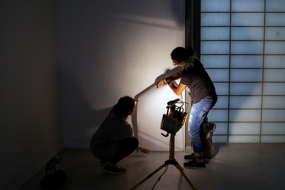 Students working.