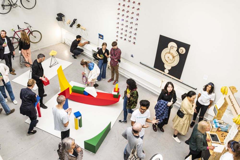Student work in gallery spaces at London College of Communication 