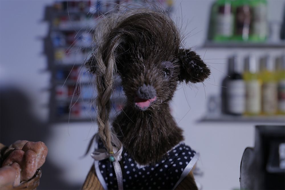 A model of a deer, taken as a still from a stop motion animated film.