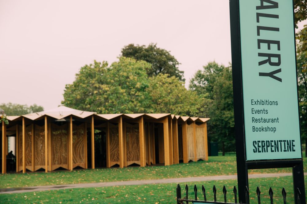 View from outside the Serpentine Pavilion, looking into the space