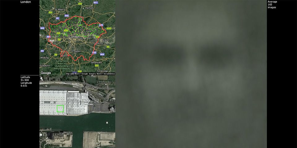 A maps next to a very blurred image of someones face