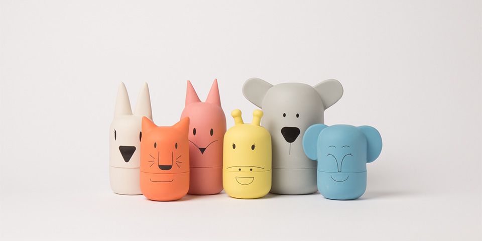 A collection of pastel coloured ceramic animals