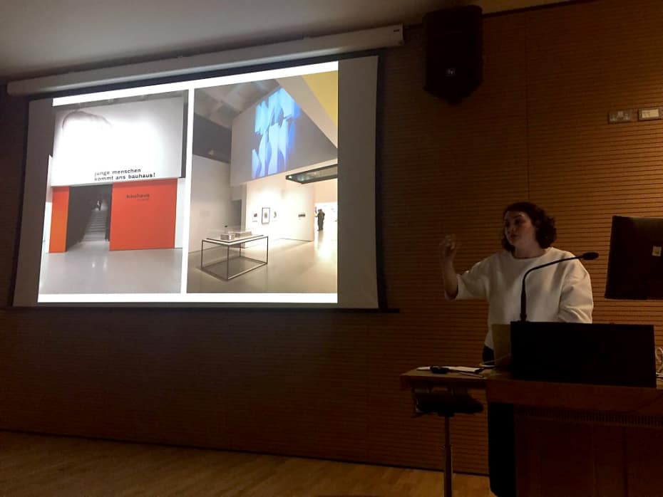 Catherine Ince speaking at the Spatial Practices Lecture Series, Spring 2016