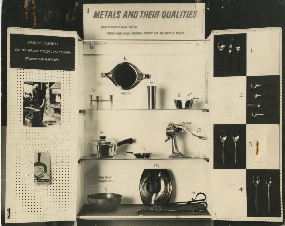 Photograph of a ‘Metals and their Qualities’ display (front). ILEA Collection IA_M3D_1. Photograph © Tessa Grimshaw.