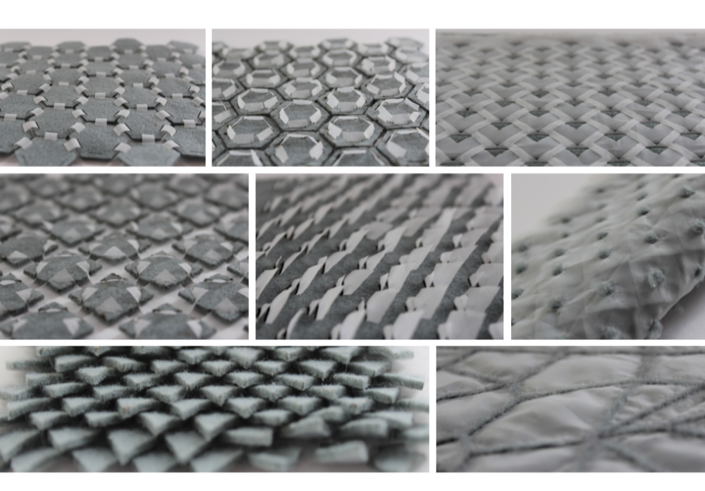 a collage of close up pictures of textile samples