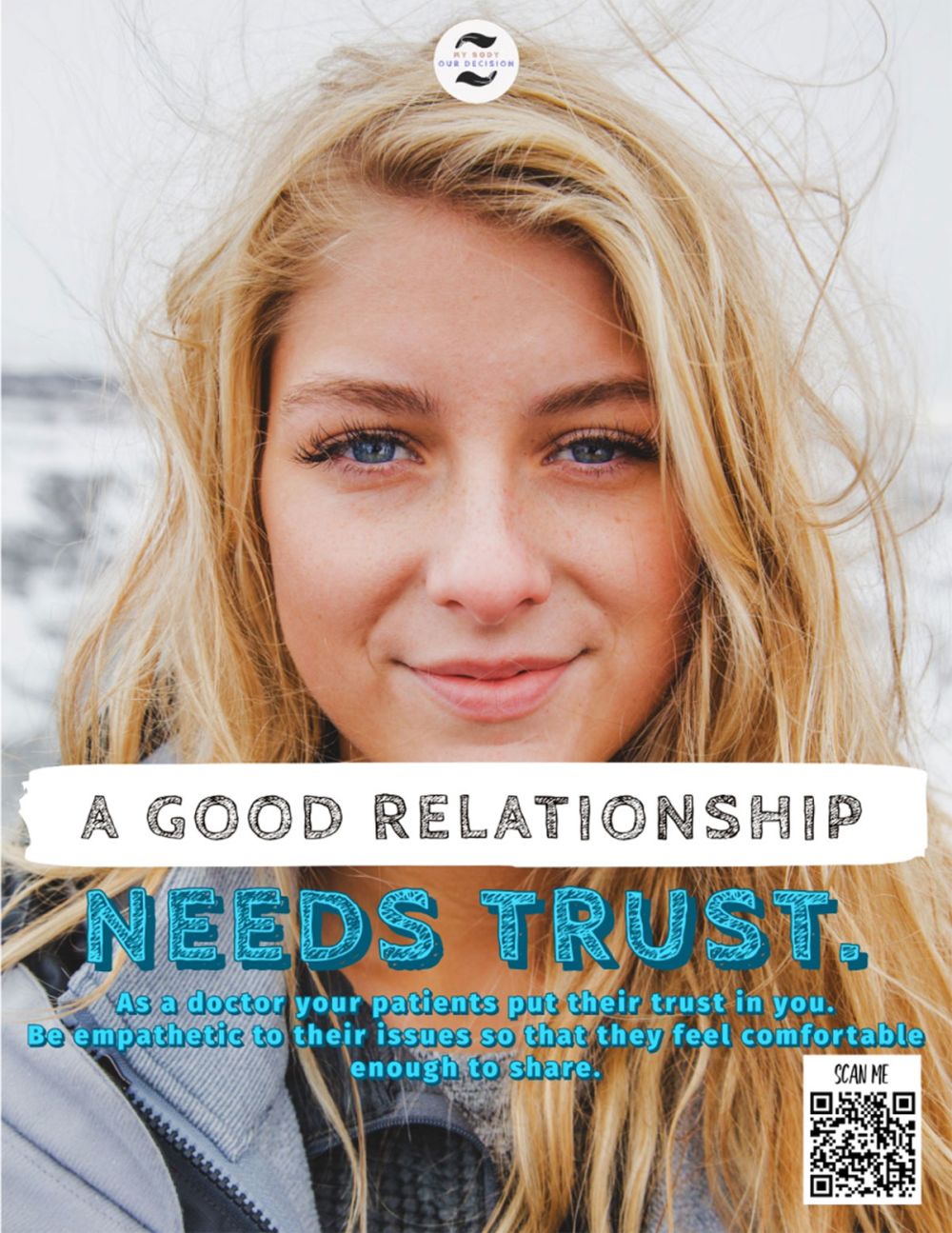 Image depicts a promotional poster promoting trust between doctors and patients.