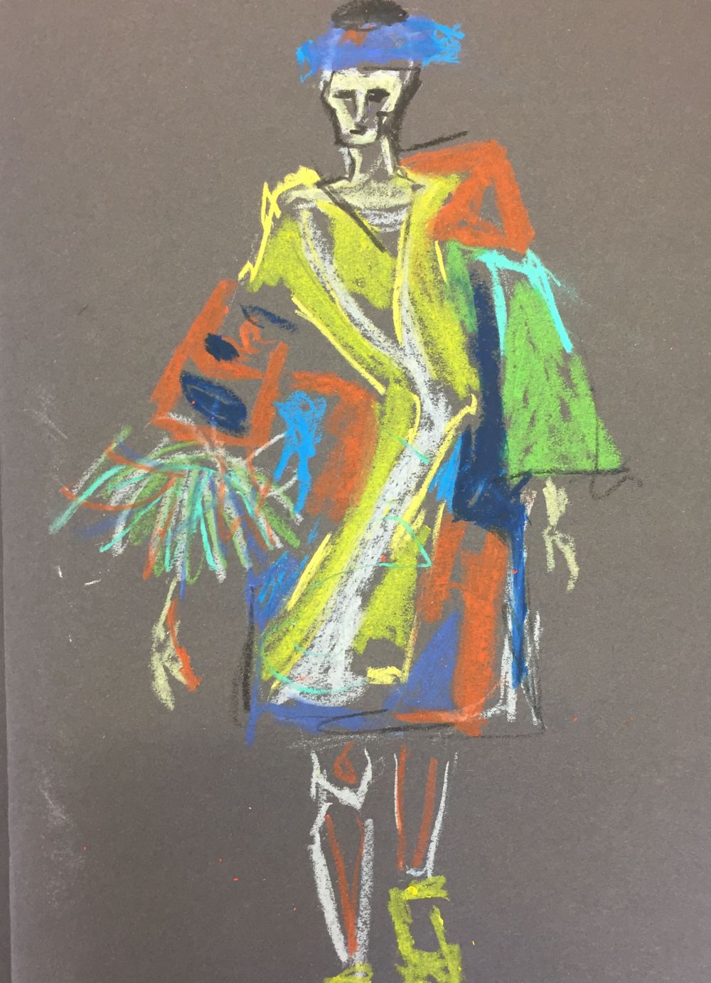 Fashion illustration, figure wearing colourful dress