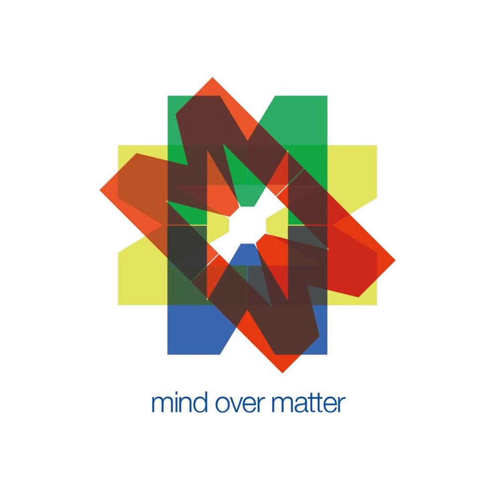 A graphic created for 'Mind Over Matter', a mental health initiative, featuring red, blue and yellow shapes superimposed on each other.