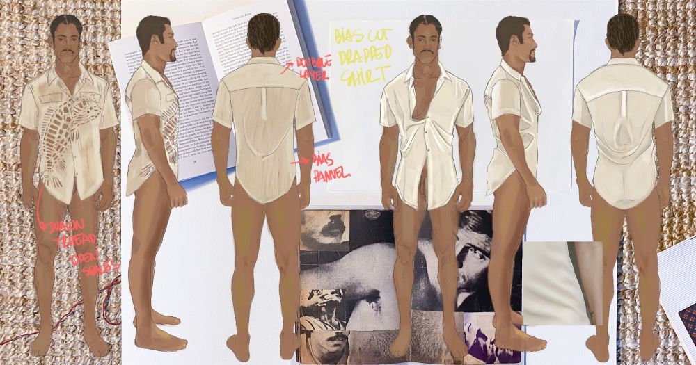 illustrations of menswear shirts
