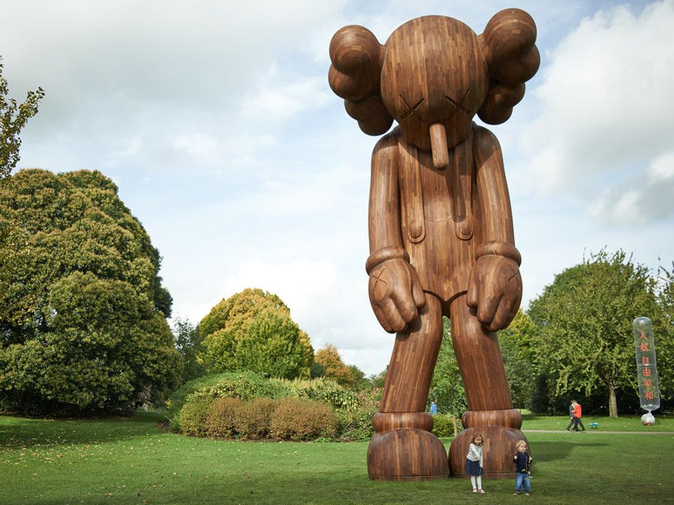 KAWS, Yorkshire Sculpture Park is showing over 20 works – large-scale sculptures in bronze, fibreglass, aluminium and wood,