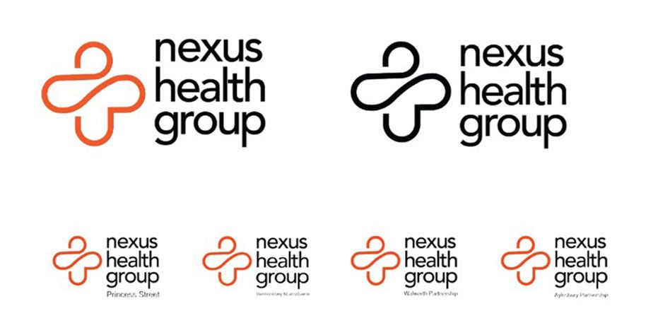 Different versions of the Nexus health group logo