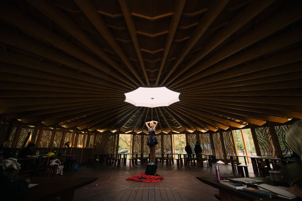 Model posing under the sky light