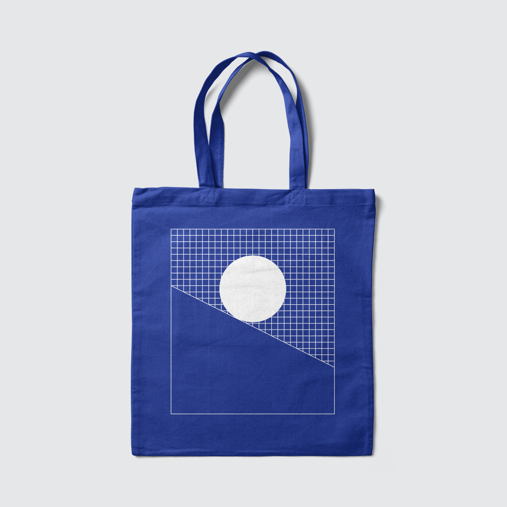 Modes of thought motivational poster momentum monochrome grid blue bag by Lets Be Brief