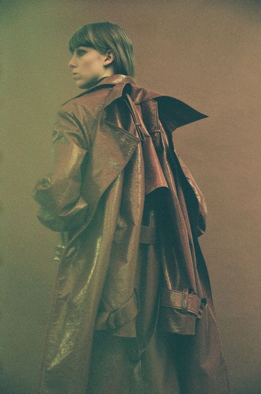 Model wearing an outfit from brand HEW