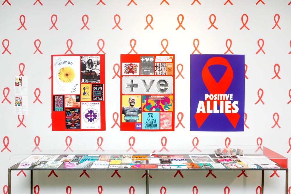 Installation including wallpaper and publications around the subject of HIV Aids