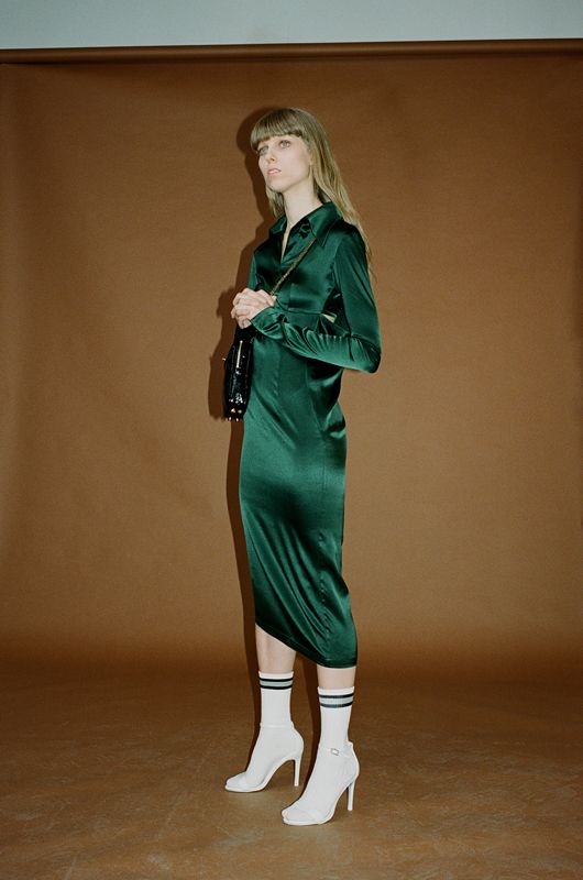 Model wearing an outfit from brand HEW