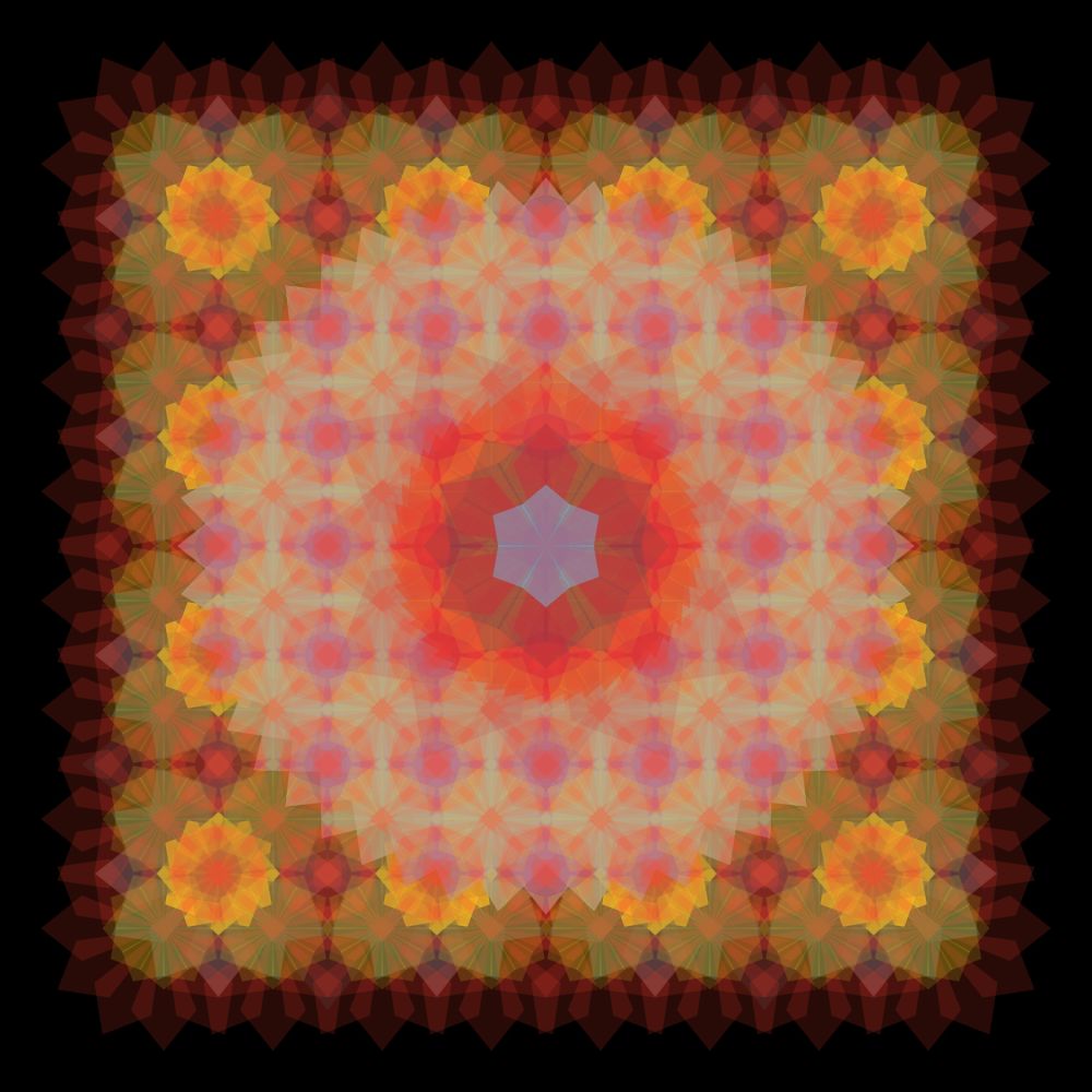 Geometric and multi-coloured square mandala pattern