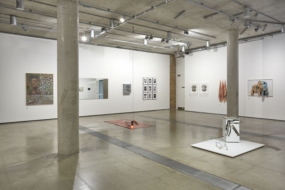 far shot of gallery walls